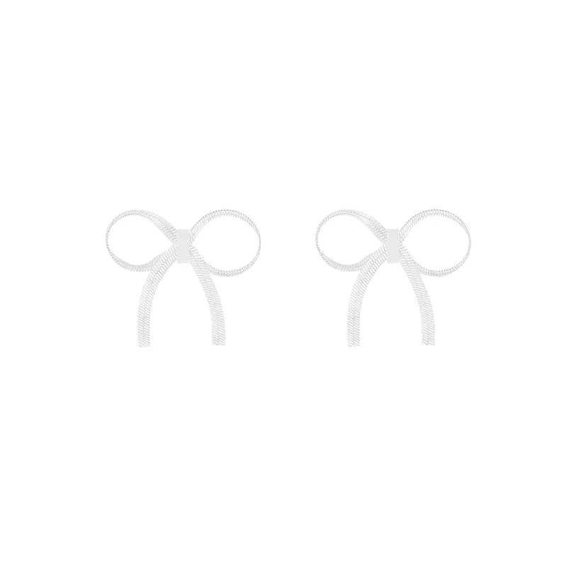Ribbon Bow Hoop Earrings in Silver — Sterling silver