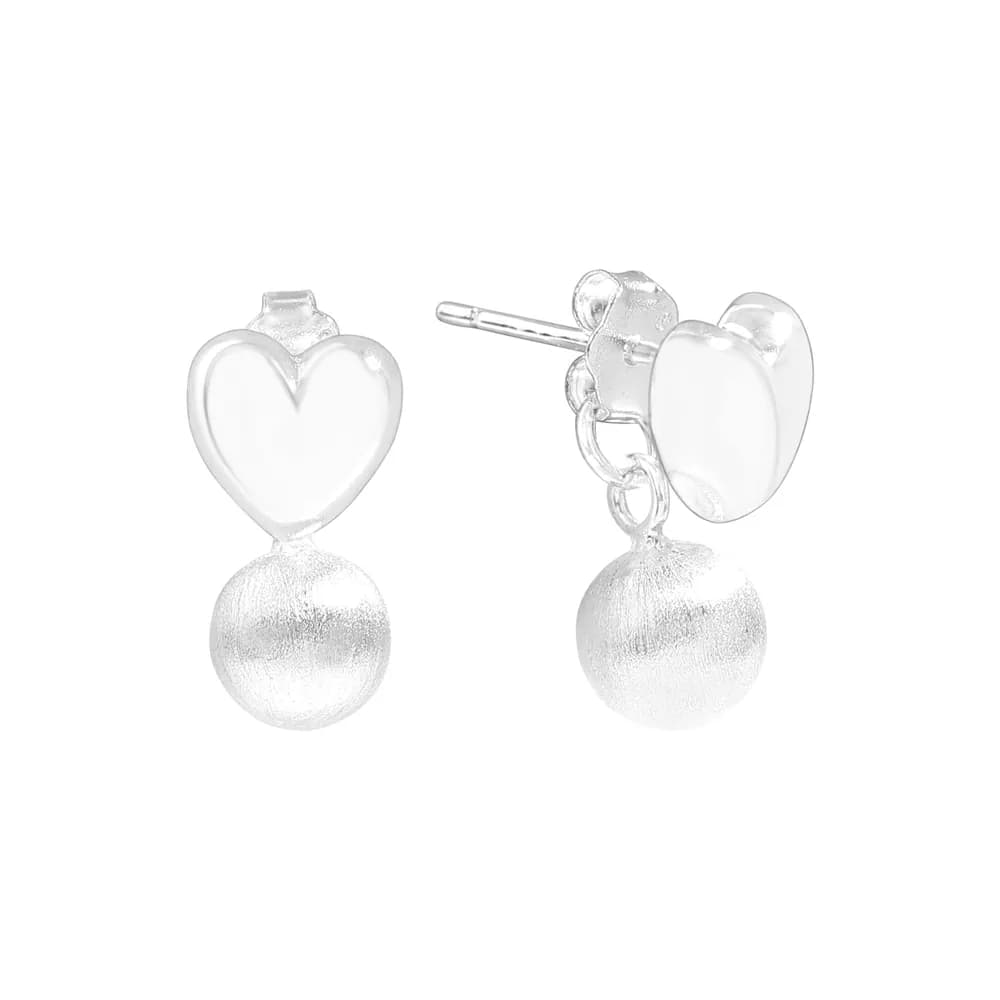 Heart Drop Earrings in Silver — Sterling silver