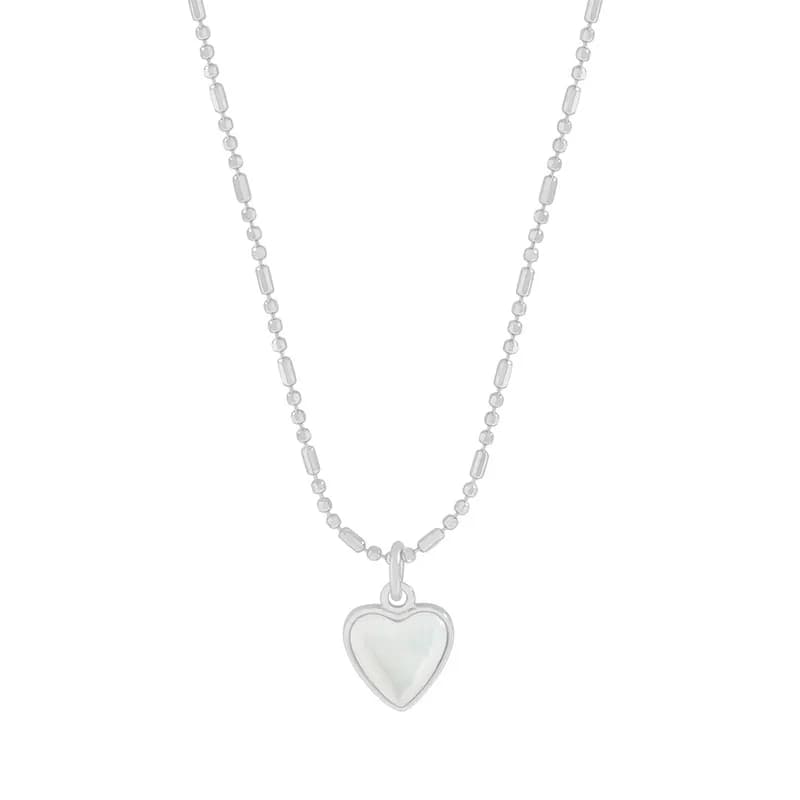Heart Pearl Pendant Necklace in Platinum — Sterling silver
