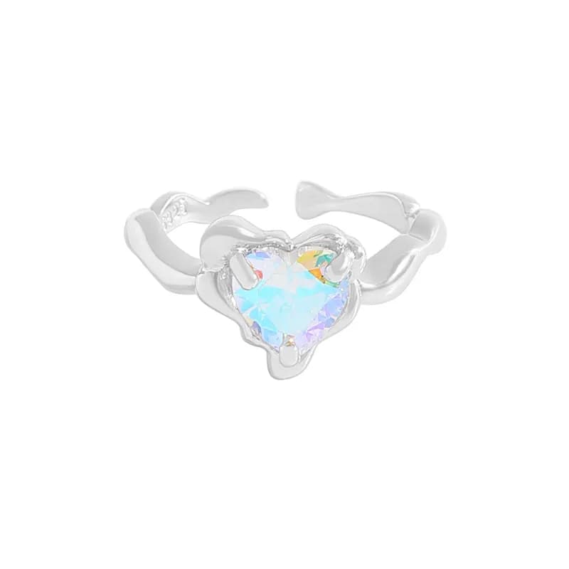 Iridescent Heart Ring in Platinum — Sterling silver