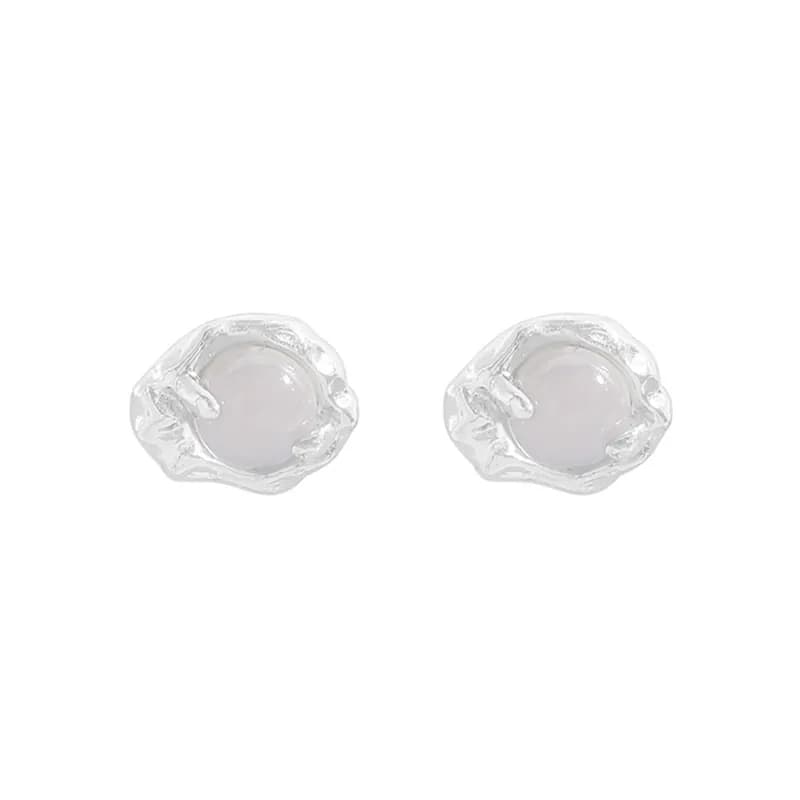Organic Halo Stud Earrings in Agate Style — Sterling silver
