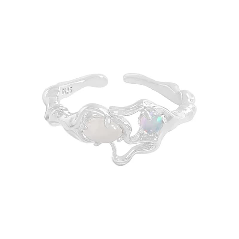 Organic Wave Ring in Platinum — Sterling silver