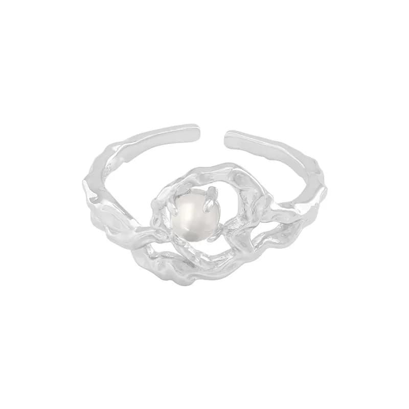 Organic Pearl Ring in Platinum — Sterling silver