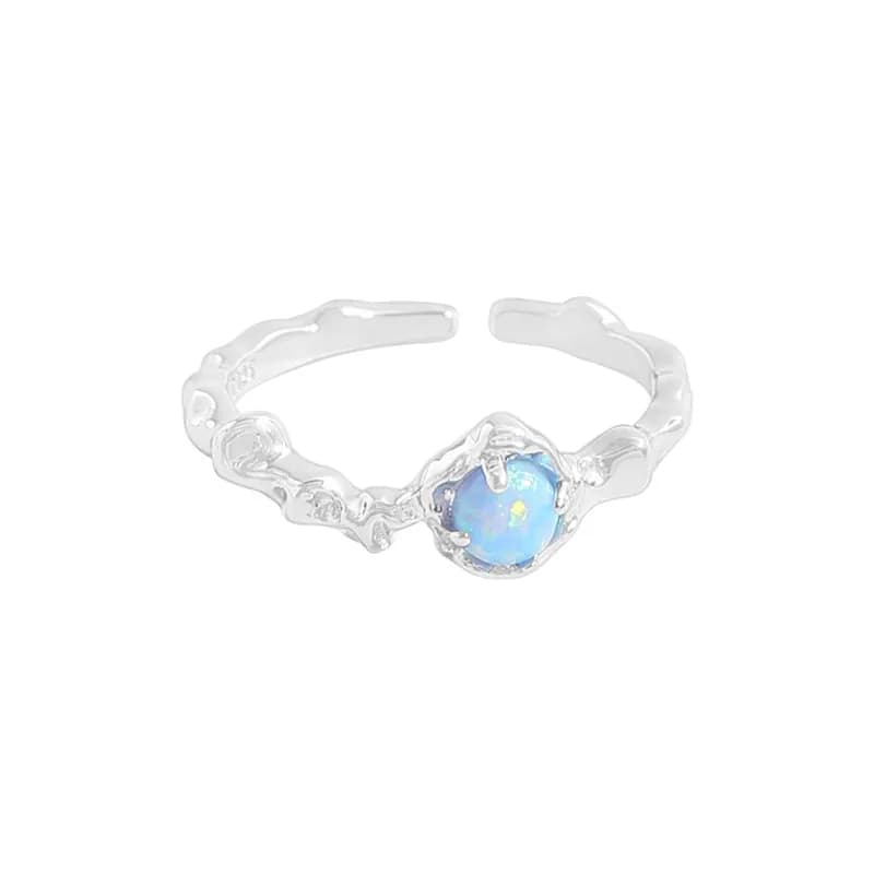 Opal Halo Ring in Platinum — Sterling silver