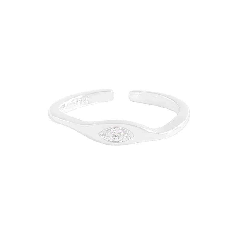 Eye Motif Ring in White Stone — Sterling silver