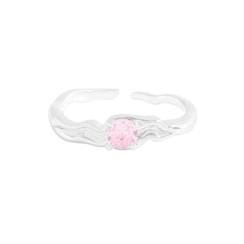 Wavy Stone Ring in Pink — Sterling silver