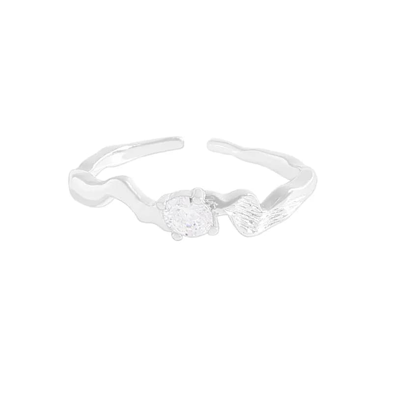 Wavy Band Ring in White Stone — Sterling silver