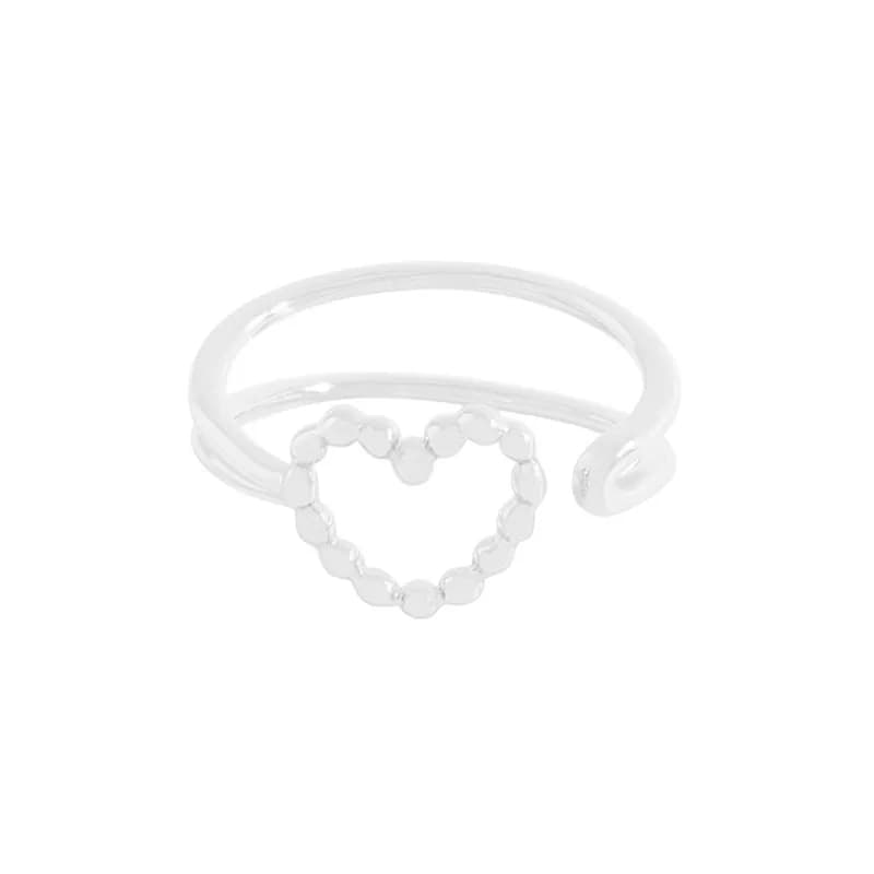 Beaded Heart Ring in Silver — Sterling silver
