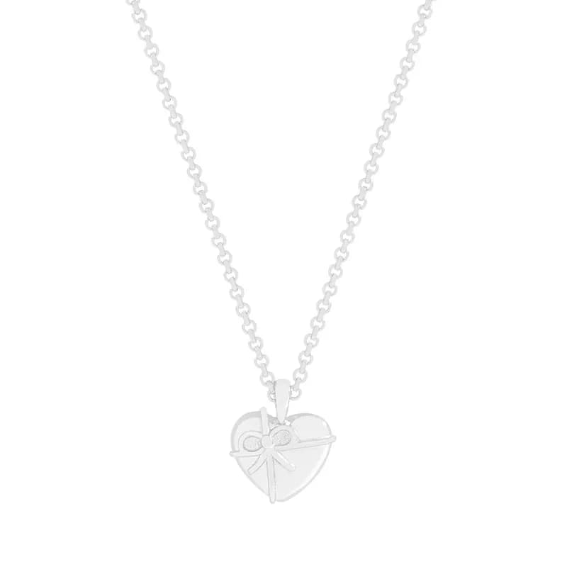Heart Bow Pendant Necklace in Silver — Sterling silver