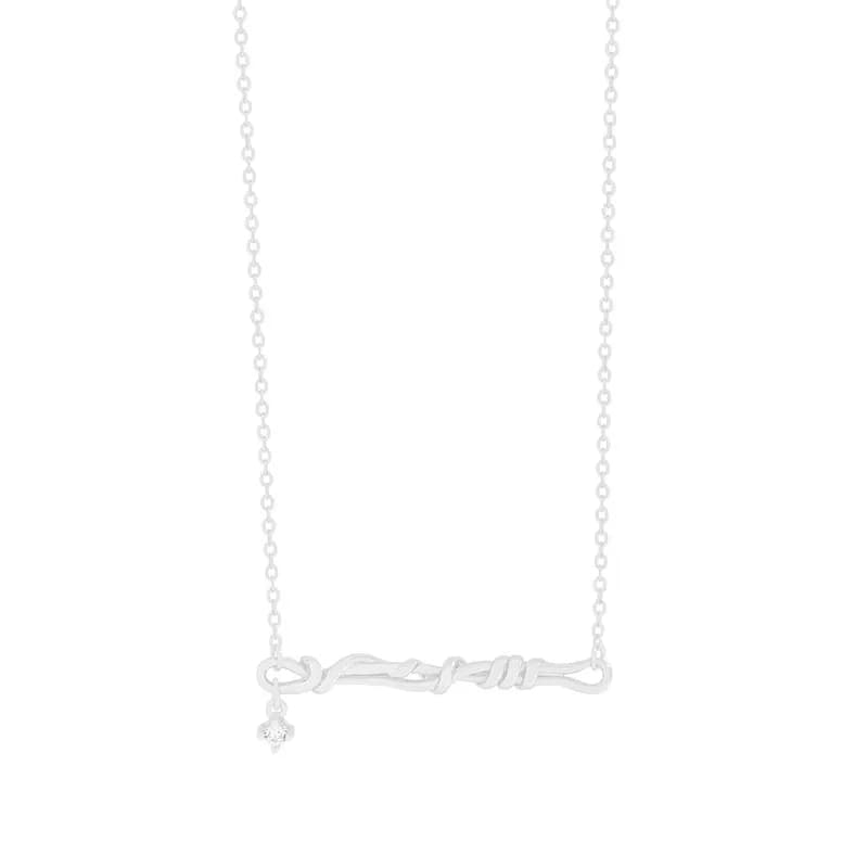 Knot Bar Necklace in Silver — Sterling silver