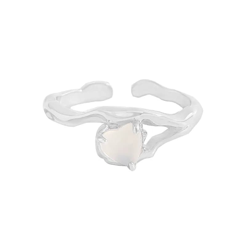 Moonstone Wave Ring in Platinum — Sterling silver