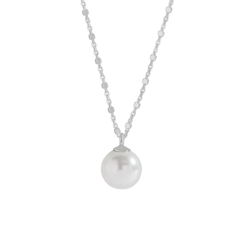 Pearl Drop Trio Necklace in White — Sterling silver