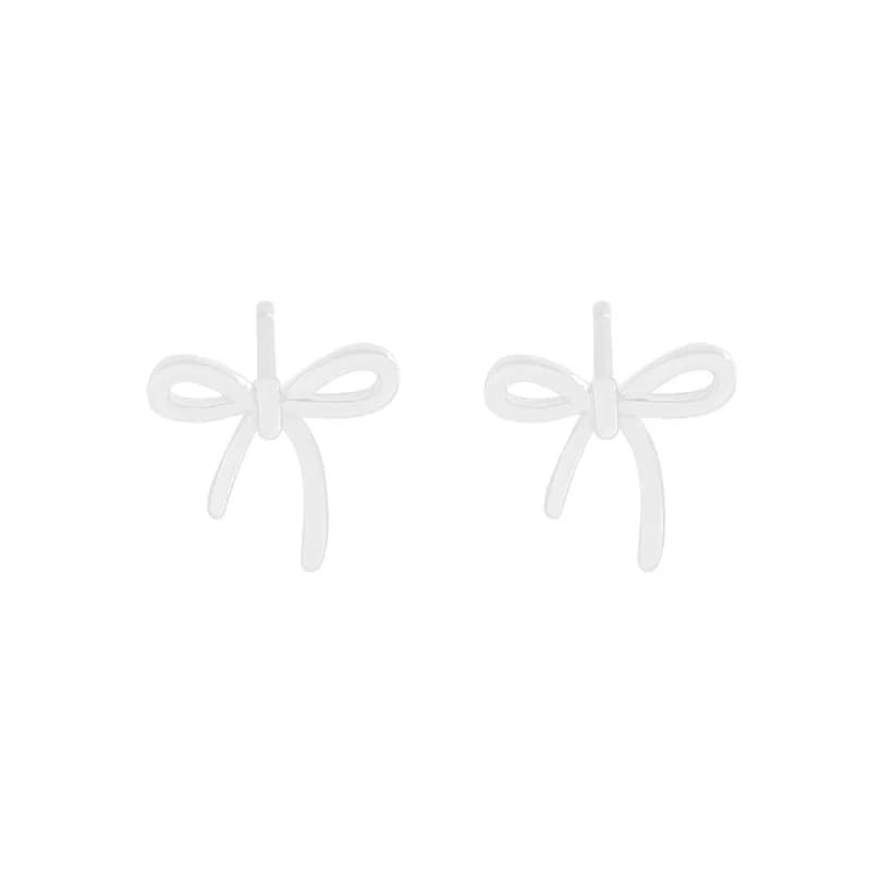 Bow Ribbon Earrings in Silver — Sterling silver