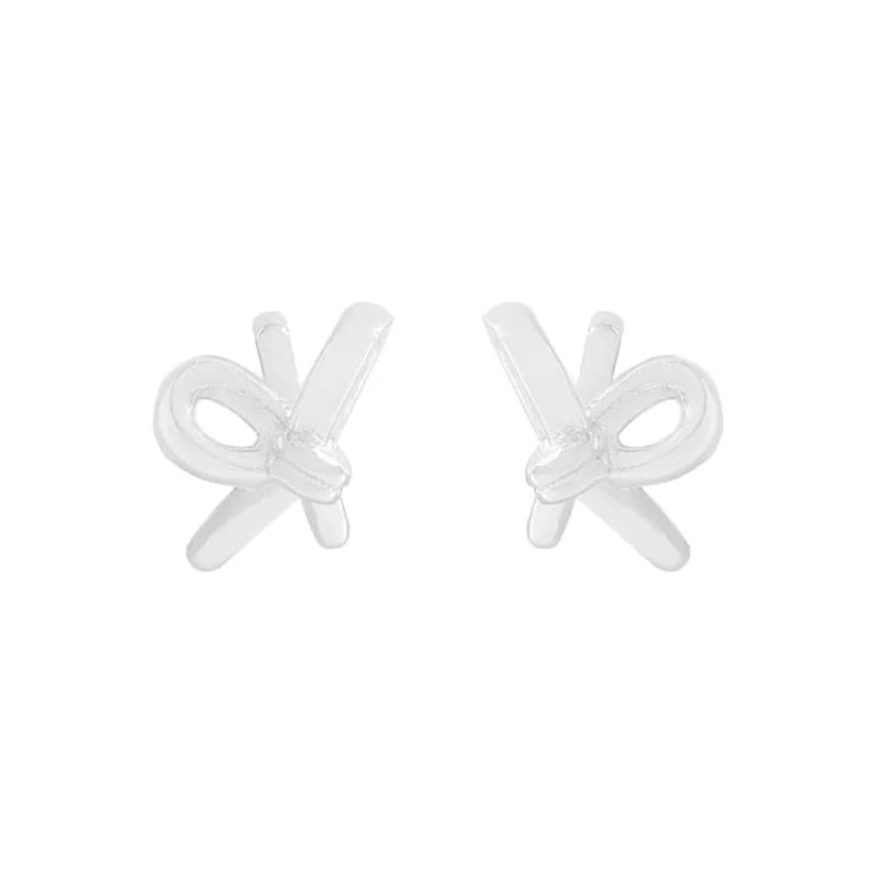 Bow Knot Stud Earrings in Silver — Sterling silver