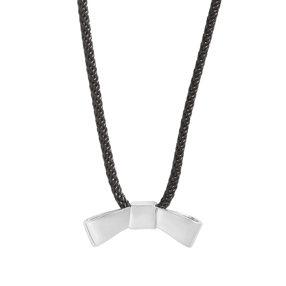Bow-Tie Bar Necklace in Platinum — Sterling silver