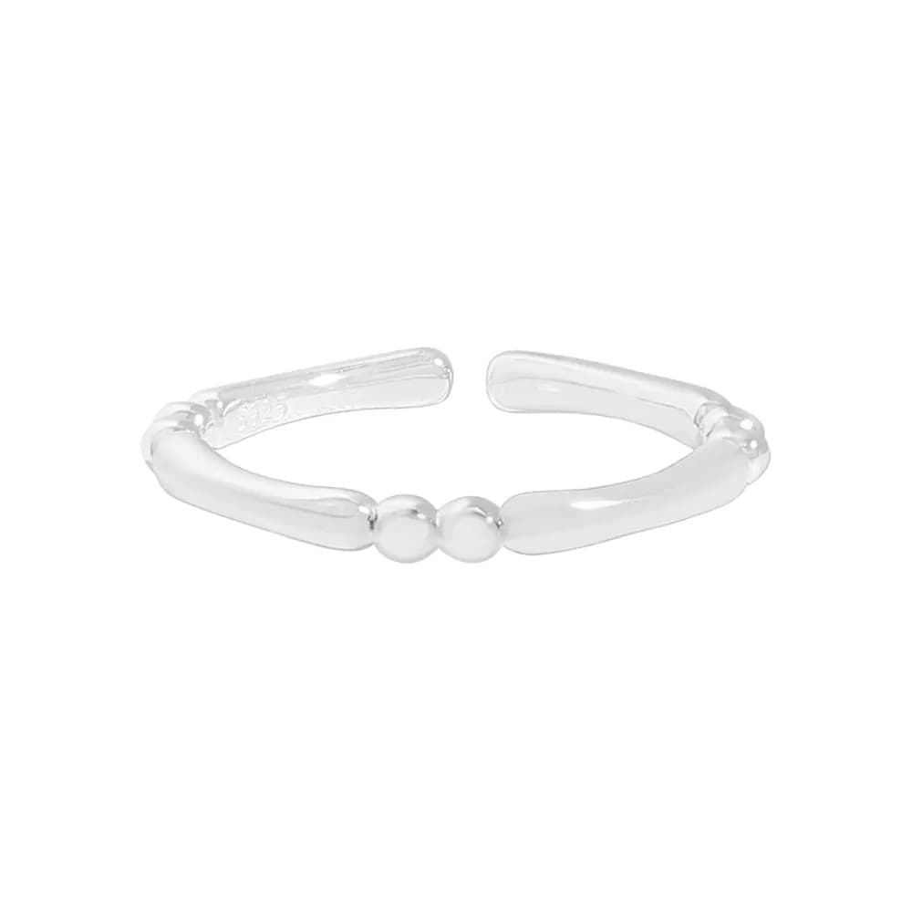 Double Bead Open Ring in Silver — Sterling silver