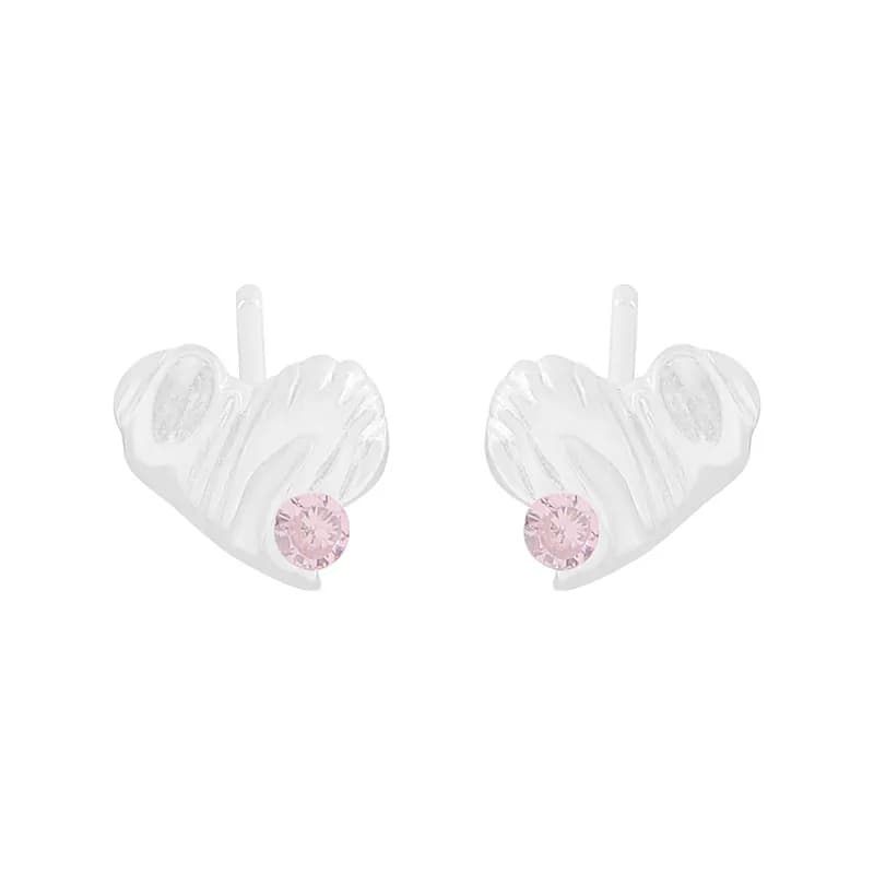 Heart-Shaped Stud Earrings in Pink — Sterling silver