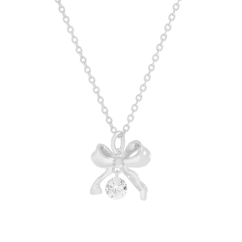 Bow Pendant Necklace in Silver — Sterling silver