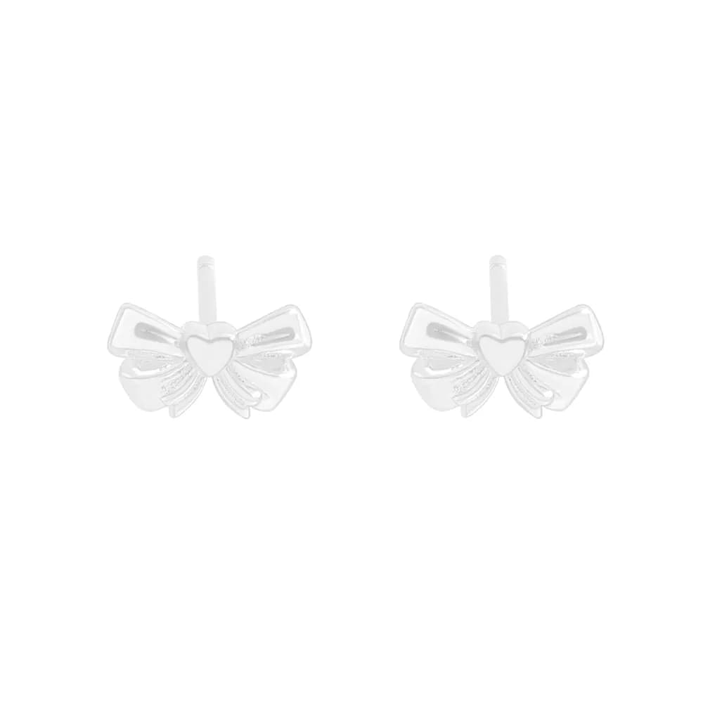 Bow Charm Earrings in Silver — Sterling silver