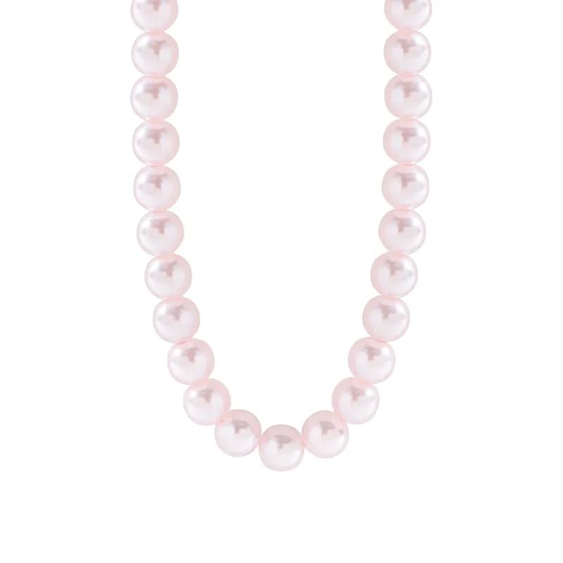 Pink Pearl Bead Necklace in Platinum — Sterling silver
