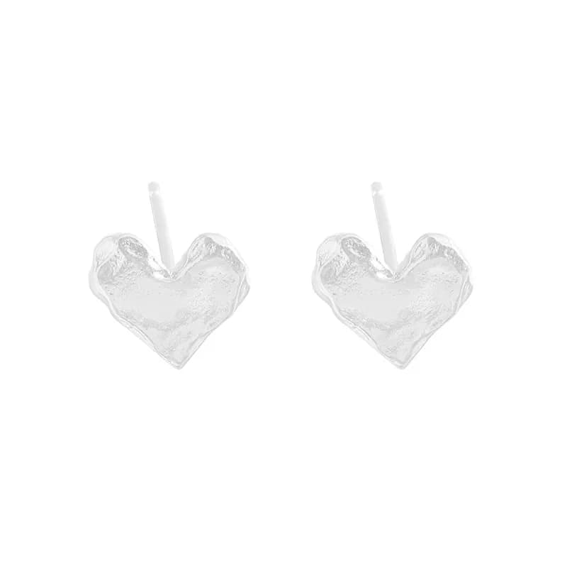 Hammered Heart Earrings in Silver — Sterling silver