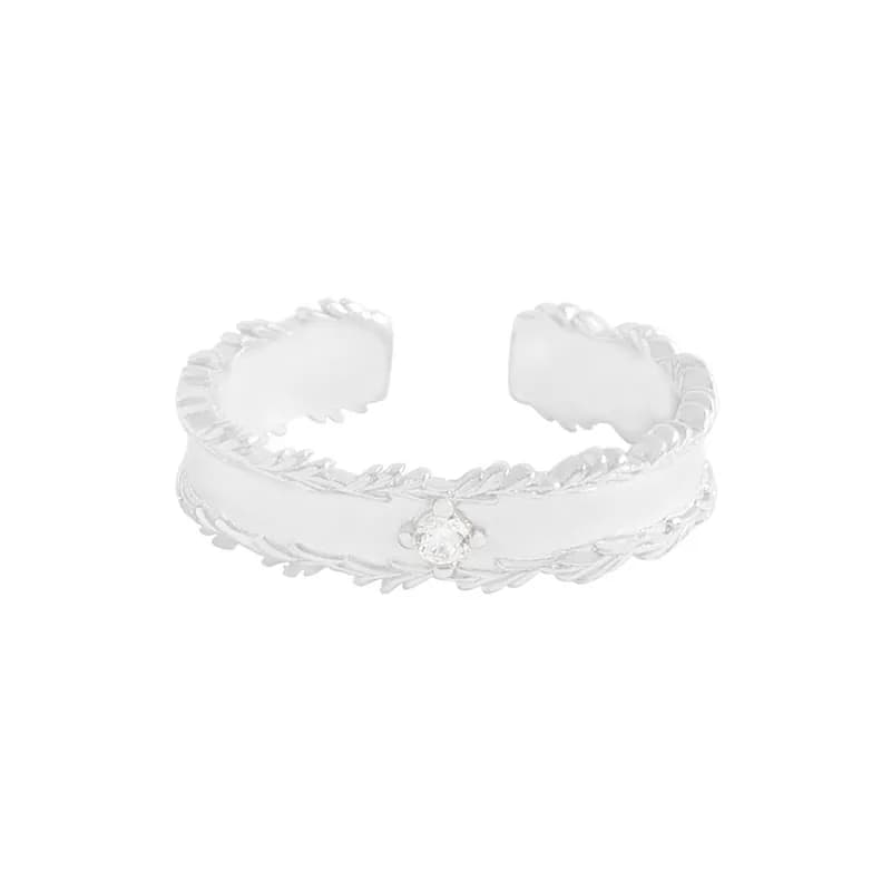 Leaf Rope Open Ring in Silver — Sterling silver