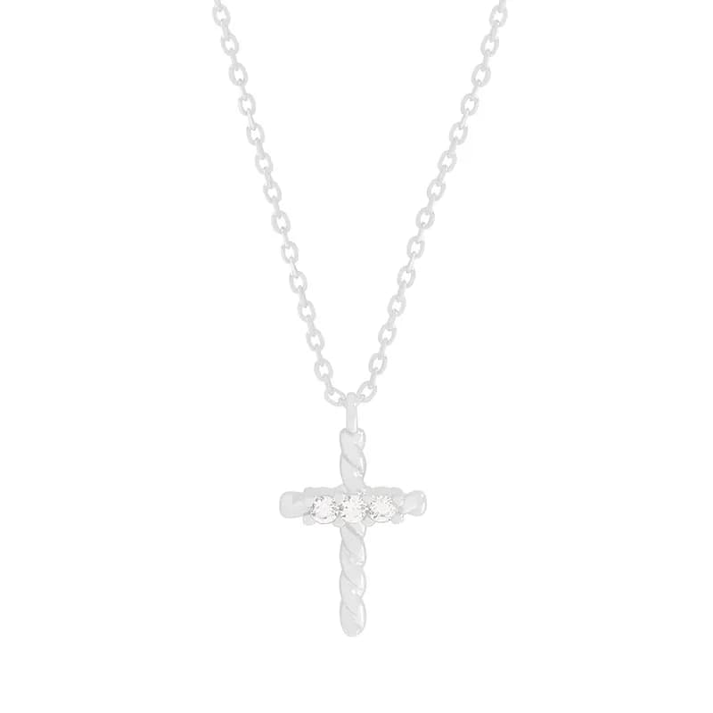 Twisted Rope Cross Pendant Necklace in Silver — Sterling silver