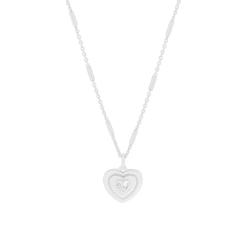 Double Heart Pendant Necklace in Silver — Sterling silver
