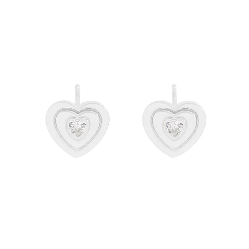 Double Heart Earrings in Silver — Sterling silver