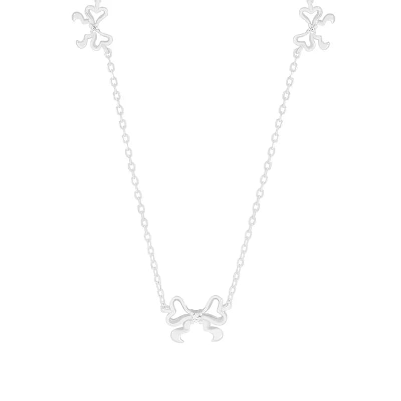 Bow Pendant Necklace in Silver — Sterling silver