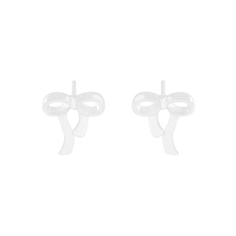 Bow Charm Earrings in Silver — Sterling silver