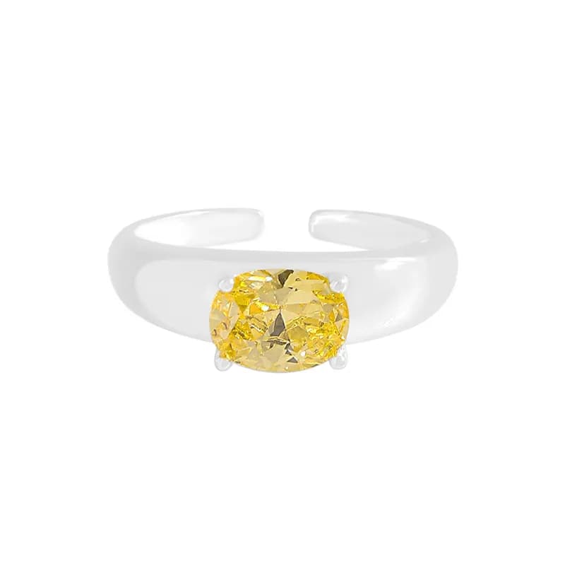 Oval Gemstone Ring in Gold — Sterling silver