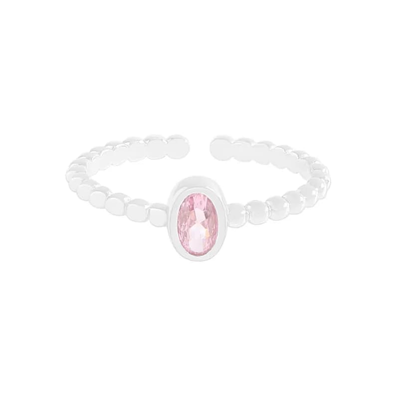 Oval Bezel Ring in Pink — Sterling silver