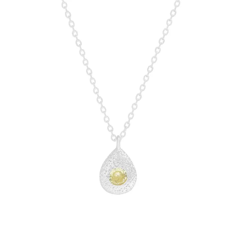 Pavé Teardrop Pendant Necklace in Gold — Sterling silver