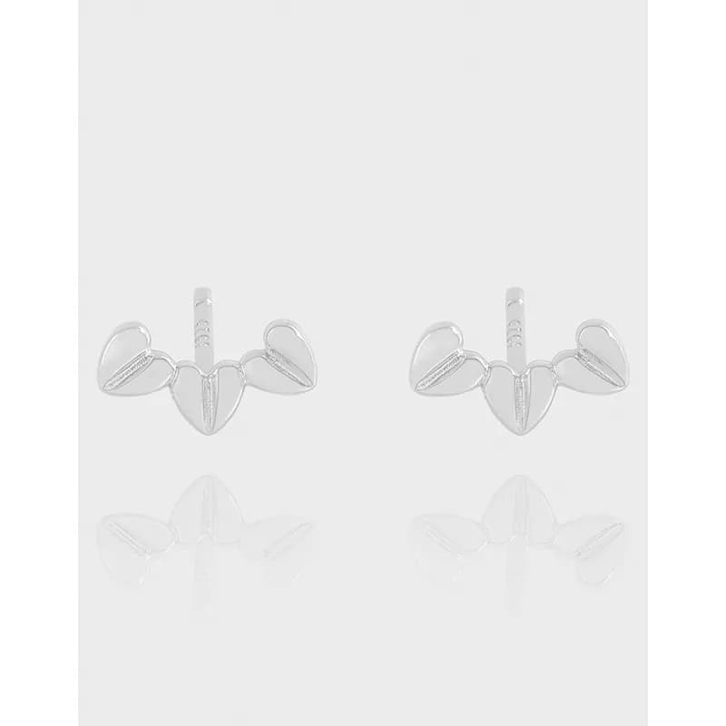 Polished sterling silver three-petal cluster earrings on posts