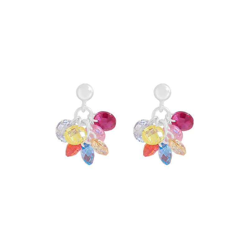Crystal Cluster Earrings in Silver — Sterling silver