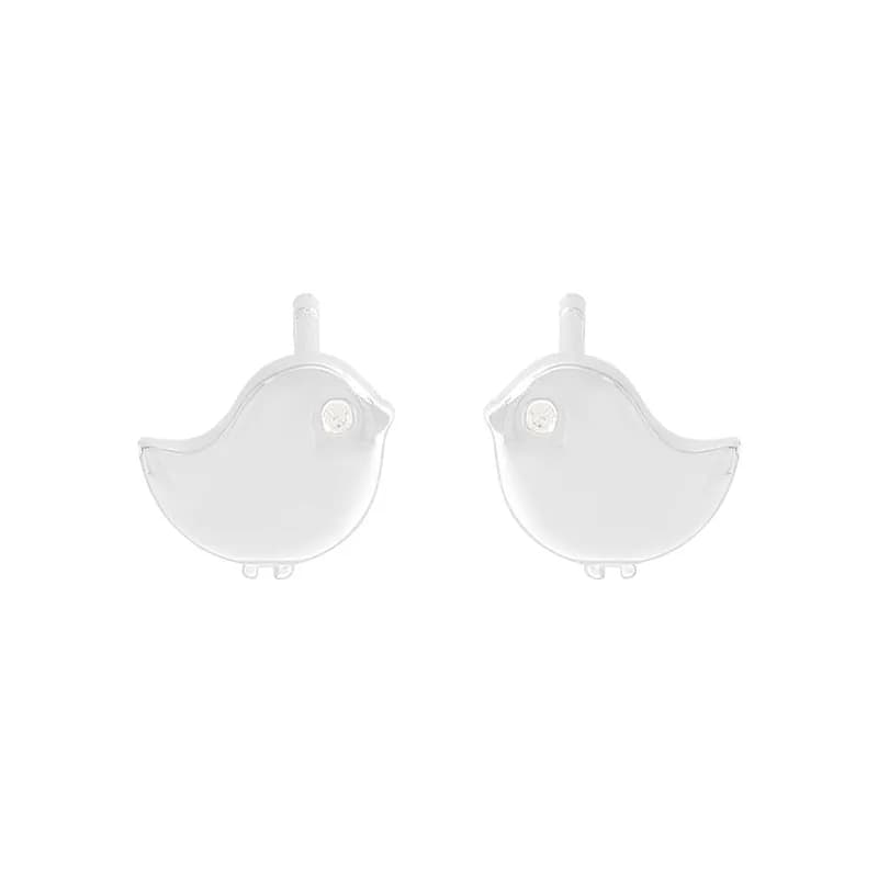 Bird Silhouette Earrings in Silver — Sterling silver