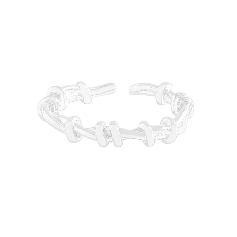 Interlocking Bar Link Ring in Single Layer — Sterling silver