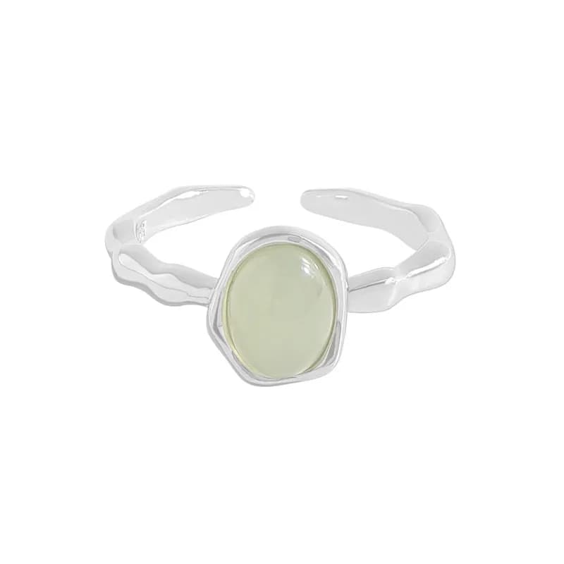Oval Stone Ring in Platinum — Sterling silver