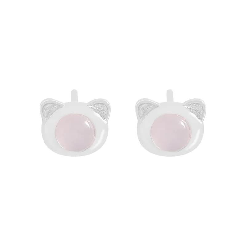 Cat Ear Studs in Pink — Sterling silver