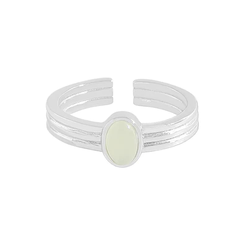 Oval Bezel Stone Ring in Platinum — Sterling silver