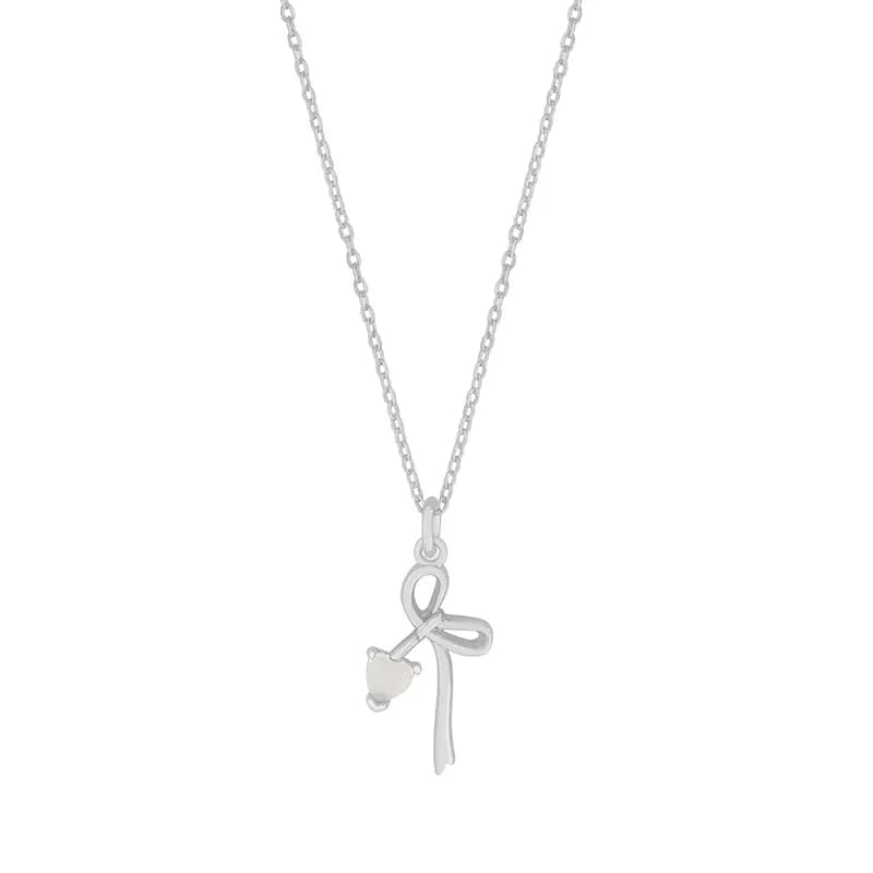 Ribbon Bow Necklace in Platinum — Sterling silver
