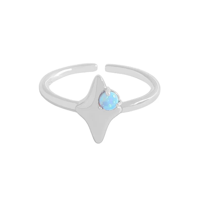 Opal Teardrop Ring in Platinum — Sterling silver