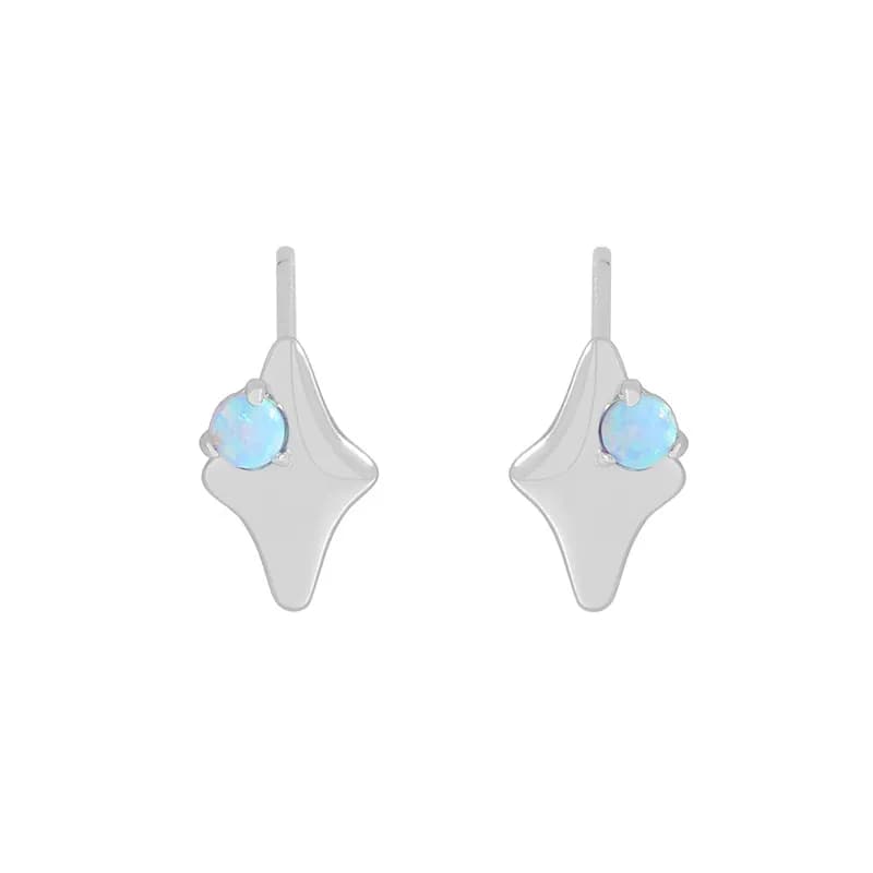 Opal Accent Earrings in Platinum — Sterling silver