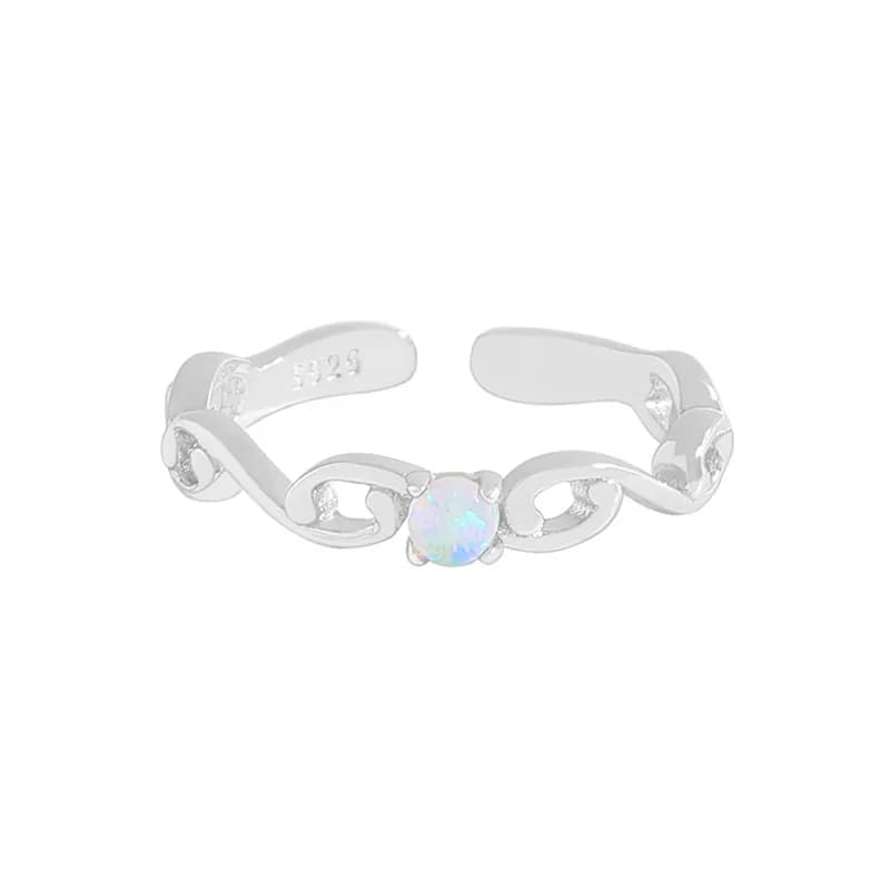 Opal Chain Ring in Silver — Sterling silver