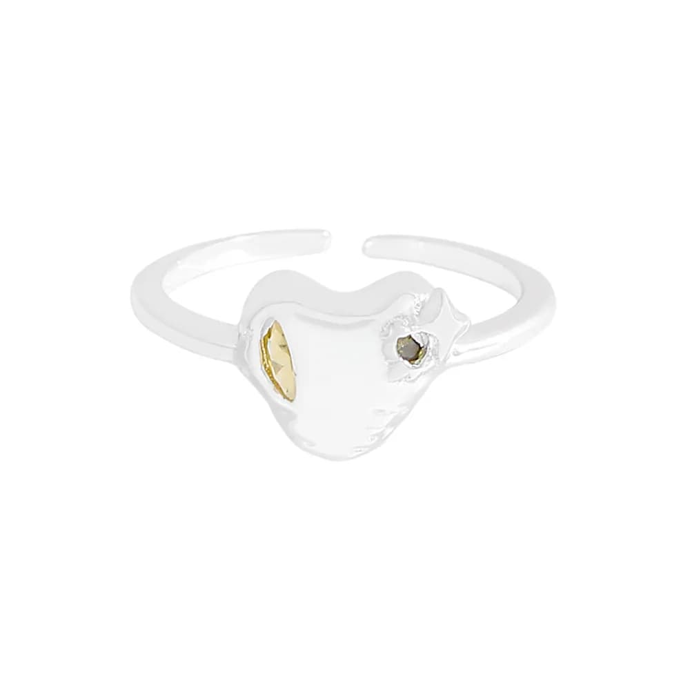 Heart Face Ring in Silver — Sterling silver