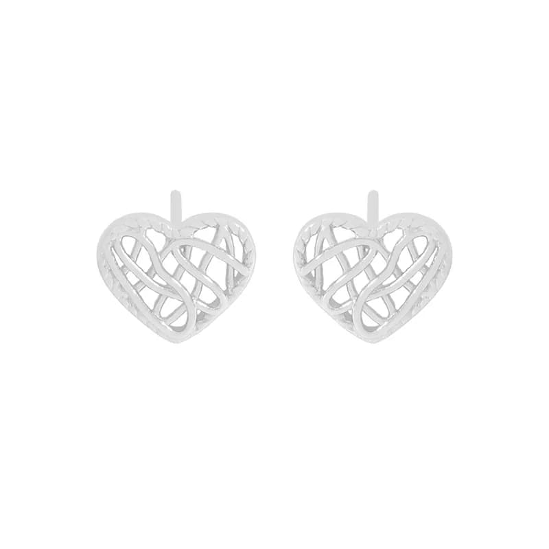 Heart Lattice Earrings in Silver — Sterling silver