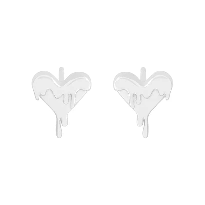 Dripping Heart Earrings in Silver — Sterling silver