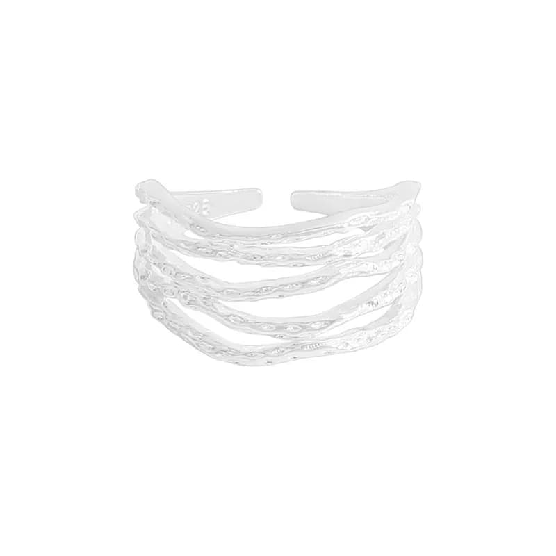 Layered Wave Ring in Silver — Sterling silver