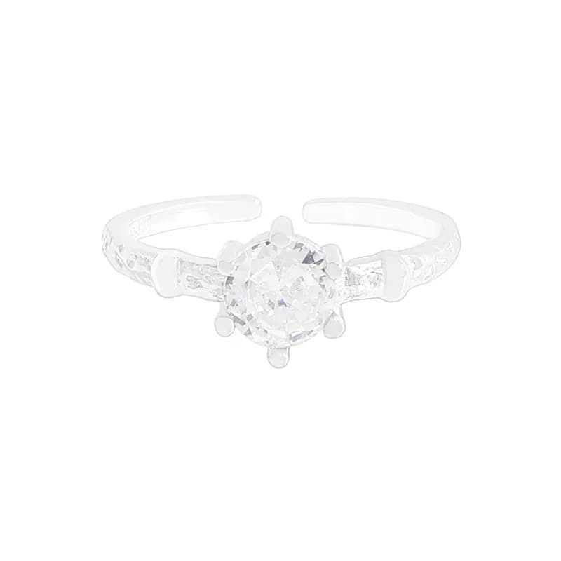 Round Solitaire Ring in White — Sterling silver
